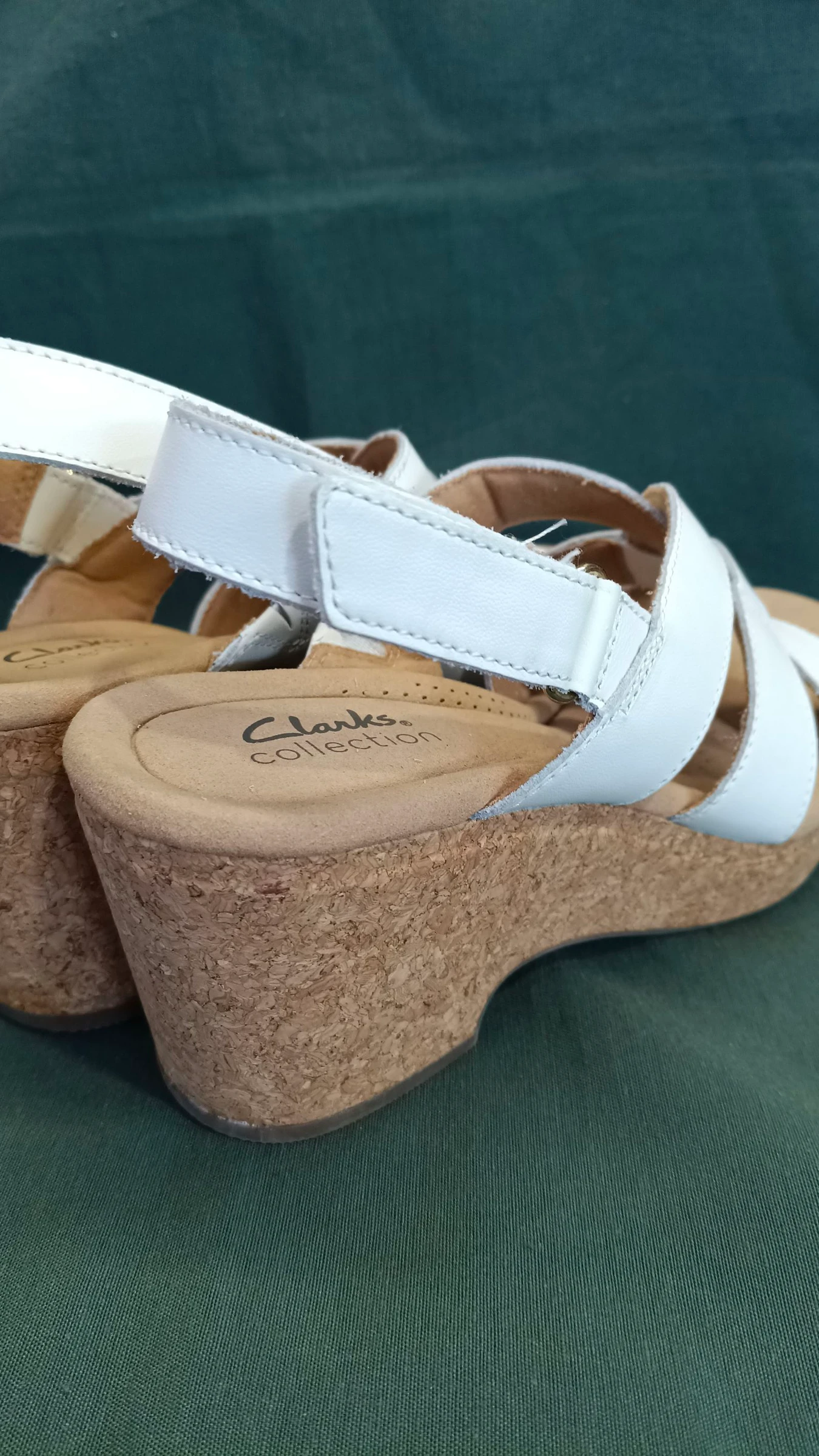 Clarks Giselle Playa Sandales en cuir blanc avec talon en liège Taille 39.5 – photo 6